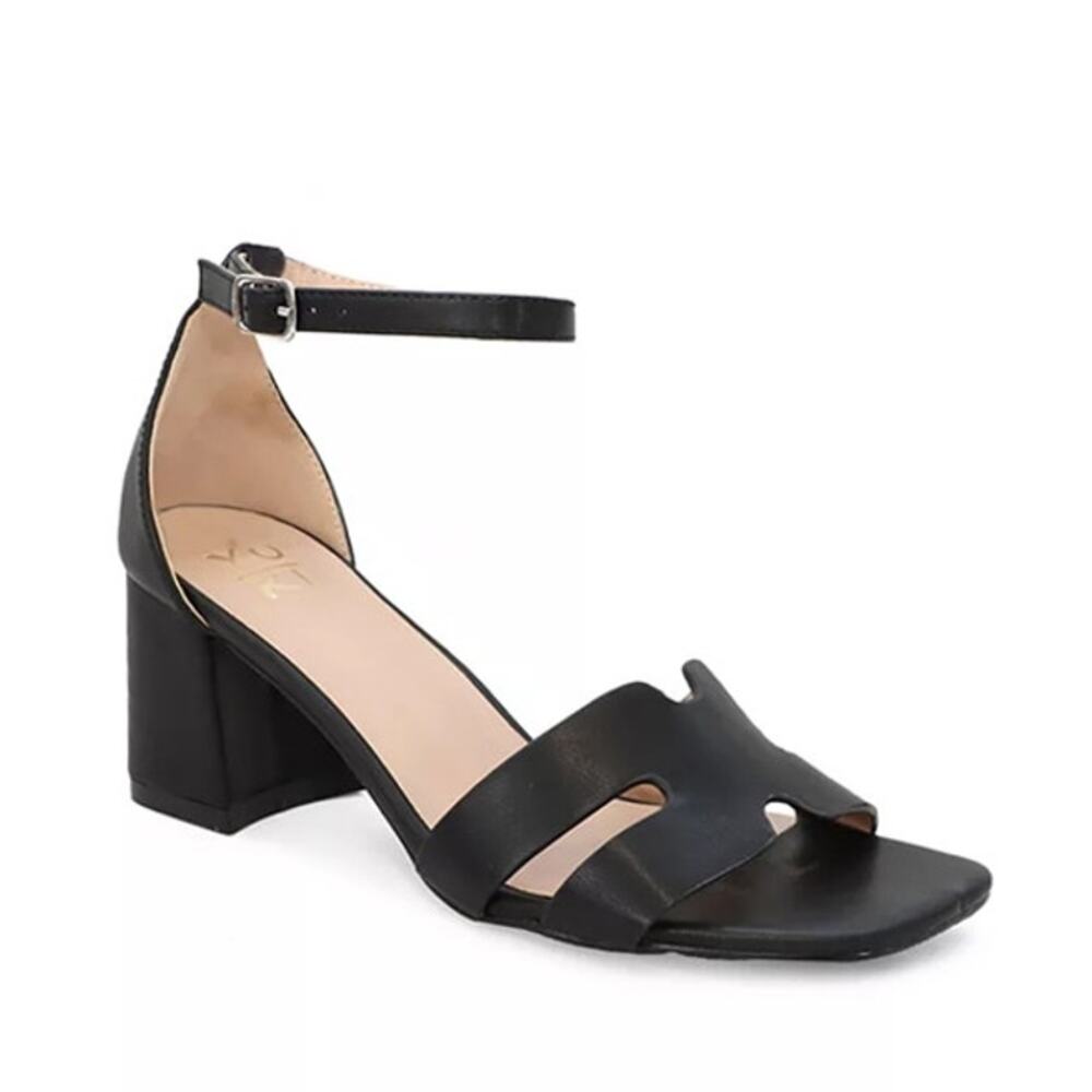 Yoki Tavin Women's Black Block Heel Ankle strap Shoe 9 New